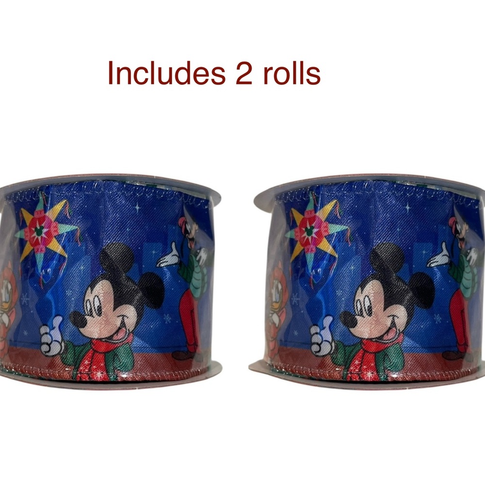 Christmas Disney Decoration Holiday Fabric Ribbon Mickey and Friends Set